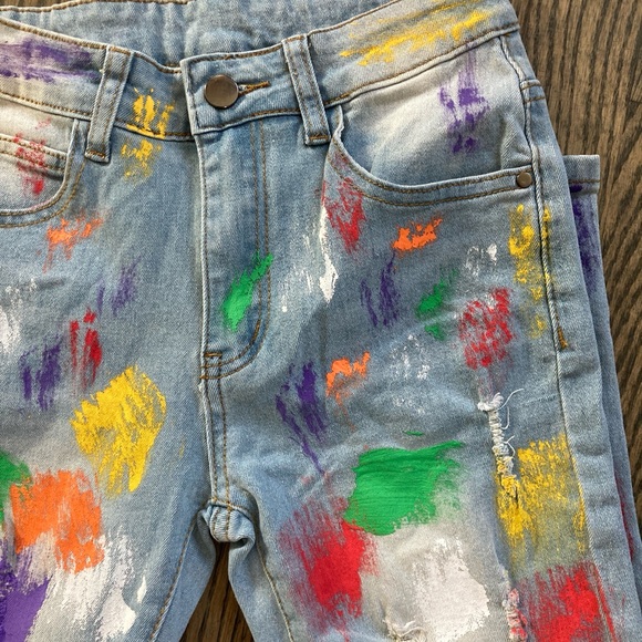 Girls Painted Jeans - size 8Y - Picture 3 of 3
